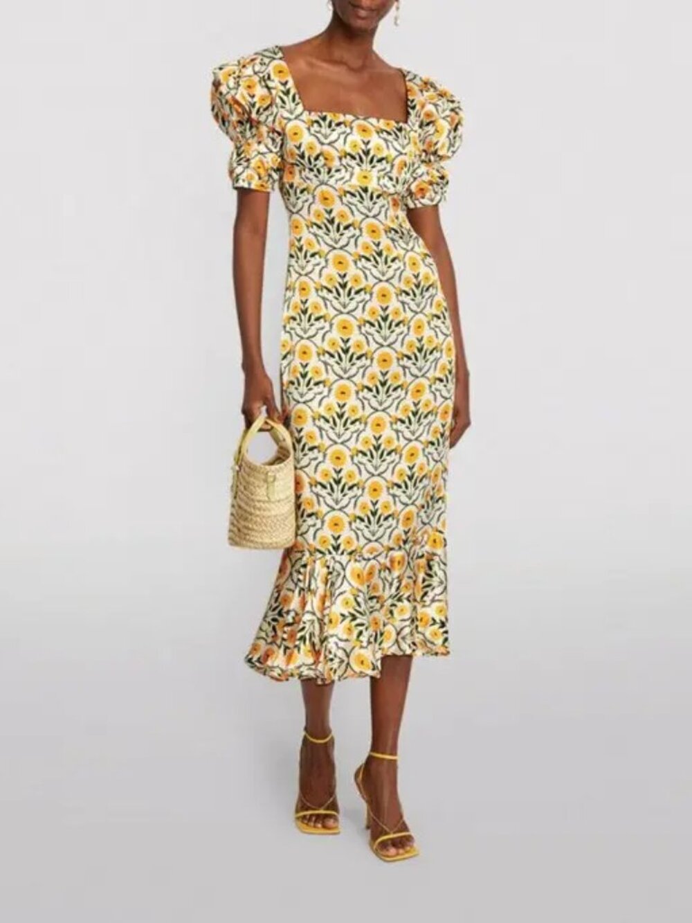 NWT Agua Bendita L Mango Mimosa Midi Silk Dress